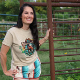 Women - Apparel - Shirts - T-Shirts Leopard Hat Turquoise Squash Blossom Soft Graphic Tee