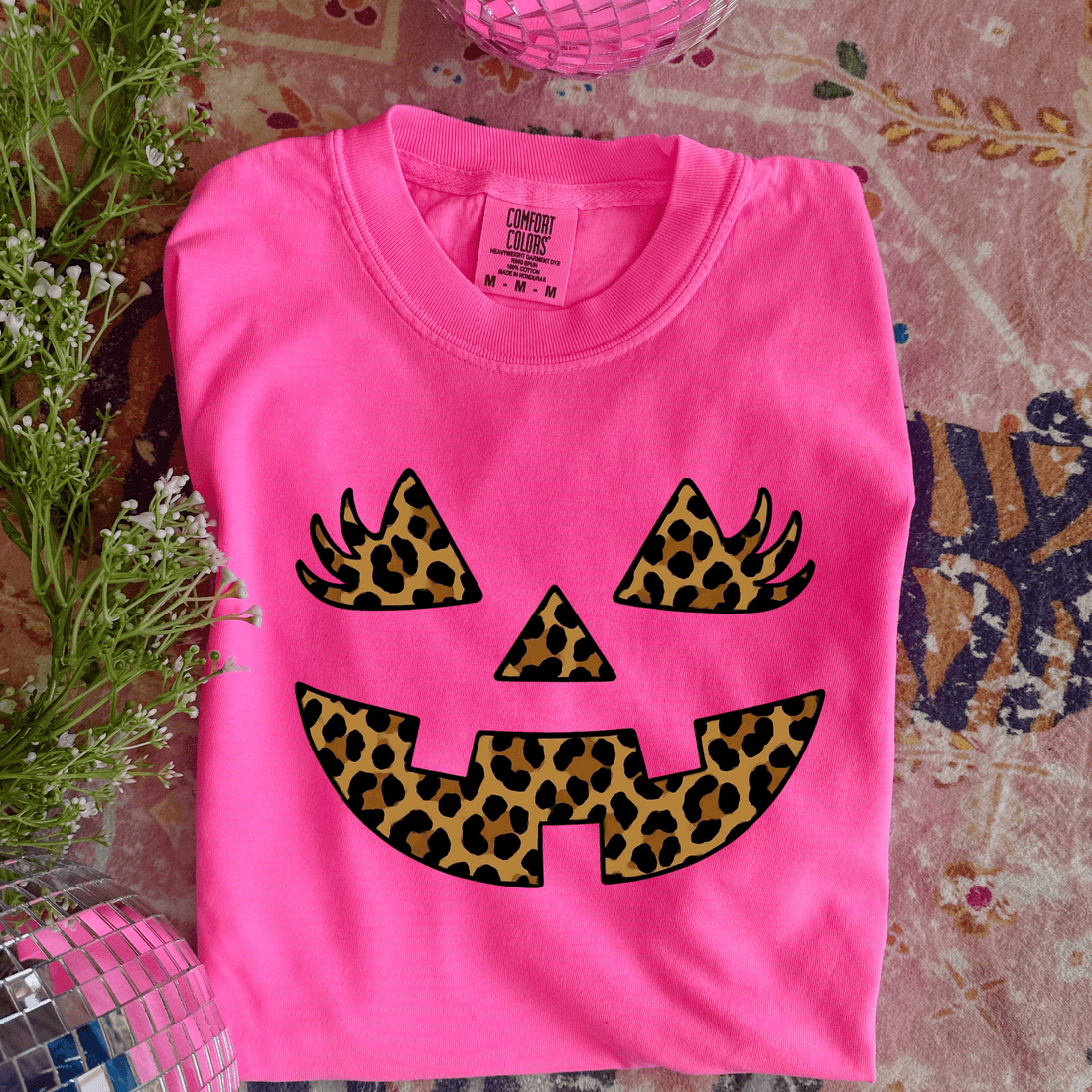 Women - Apparel - Shirts - T-Shirts Leopard Jack O Lantern Graphic Tee