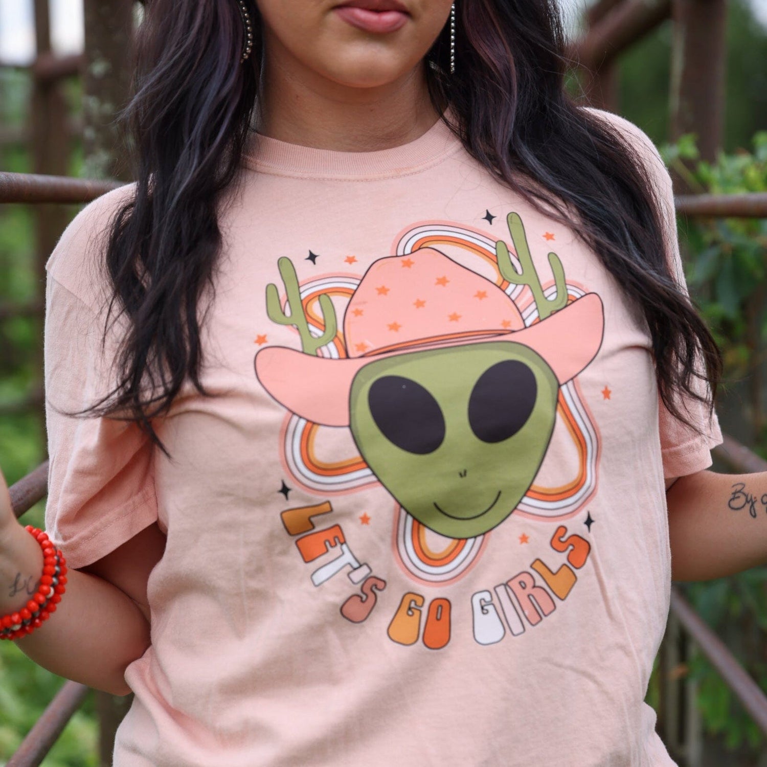 Women - Apparel - Shirts - T-Shirts Let’s Go Girls Alien Cowgirl Soft Graphic Tee