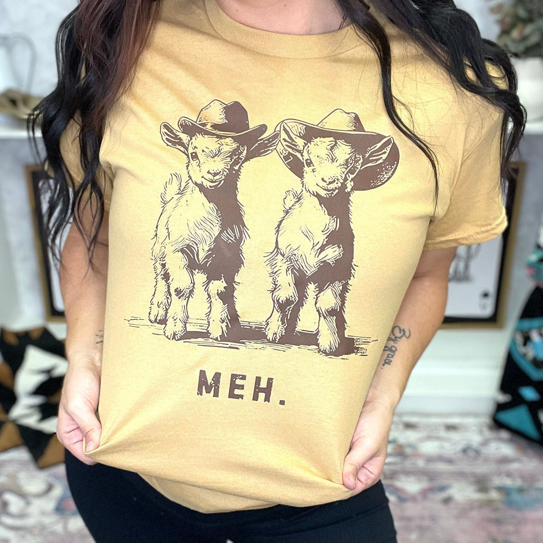 Women - Apparel - Shirts - T-Shirts Meh. Cowboy Goats Graphic Tee