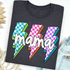 Women - Apparel - Shirts - T-Shirts Neon Checkered bolt Graphic Tee