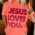 Women - Apparel - Shirts - T-Shirts Neon Jesus Loves You. Graphic Tee