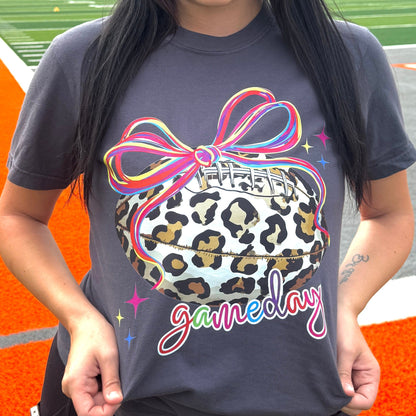 Women - Apparel - Shirts - T-Shirts Neon Leopard Football Graphic Tee