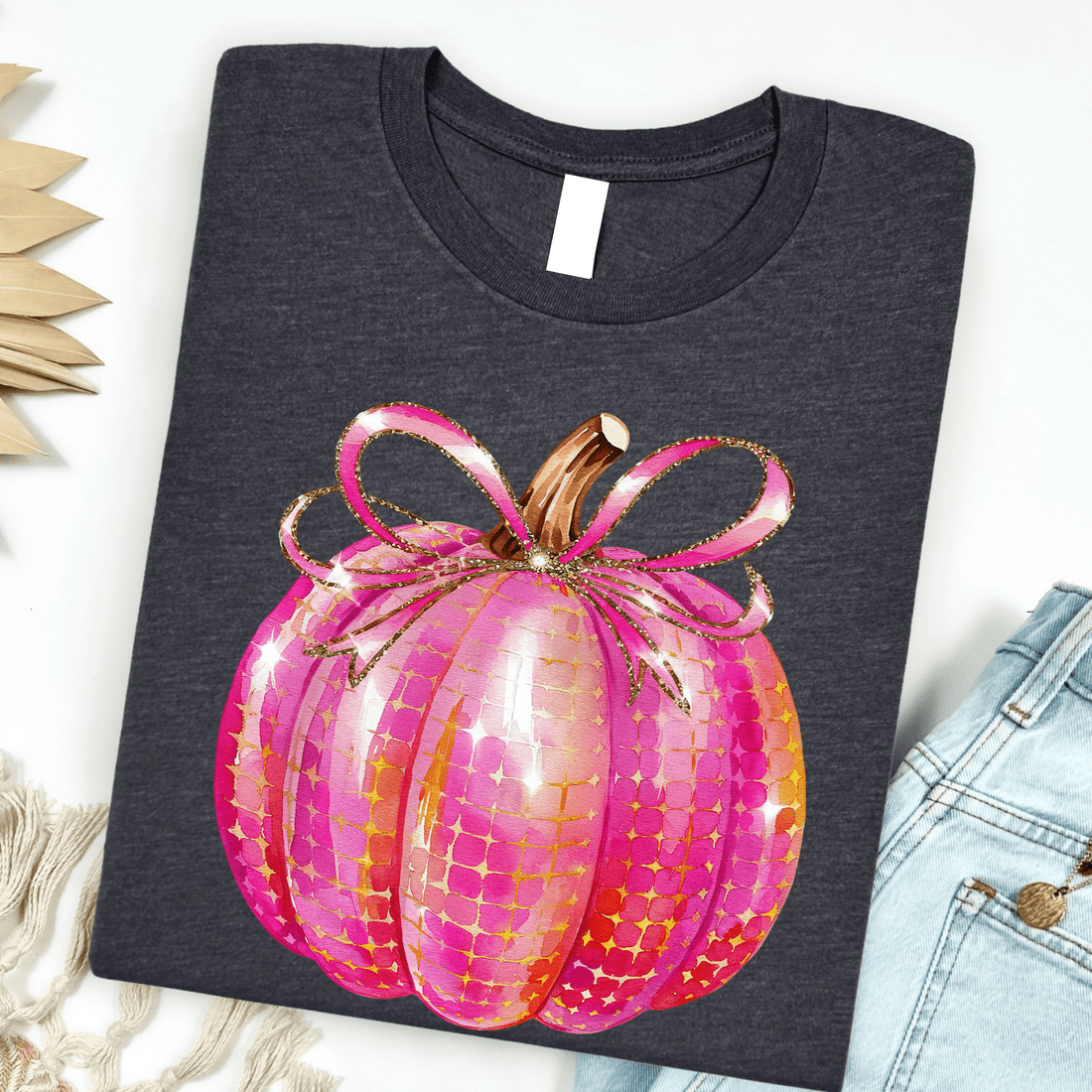 Women - Apparel - Shirts - T-Shirts Pink Disco Pumpkin Graphic Tee