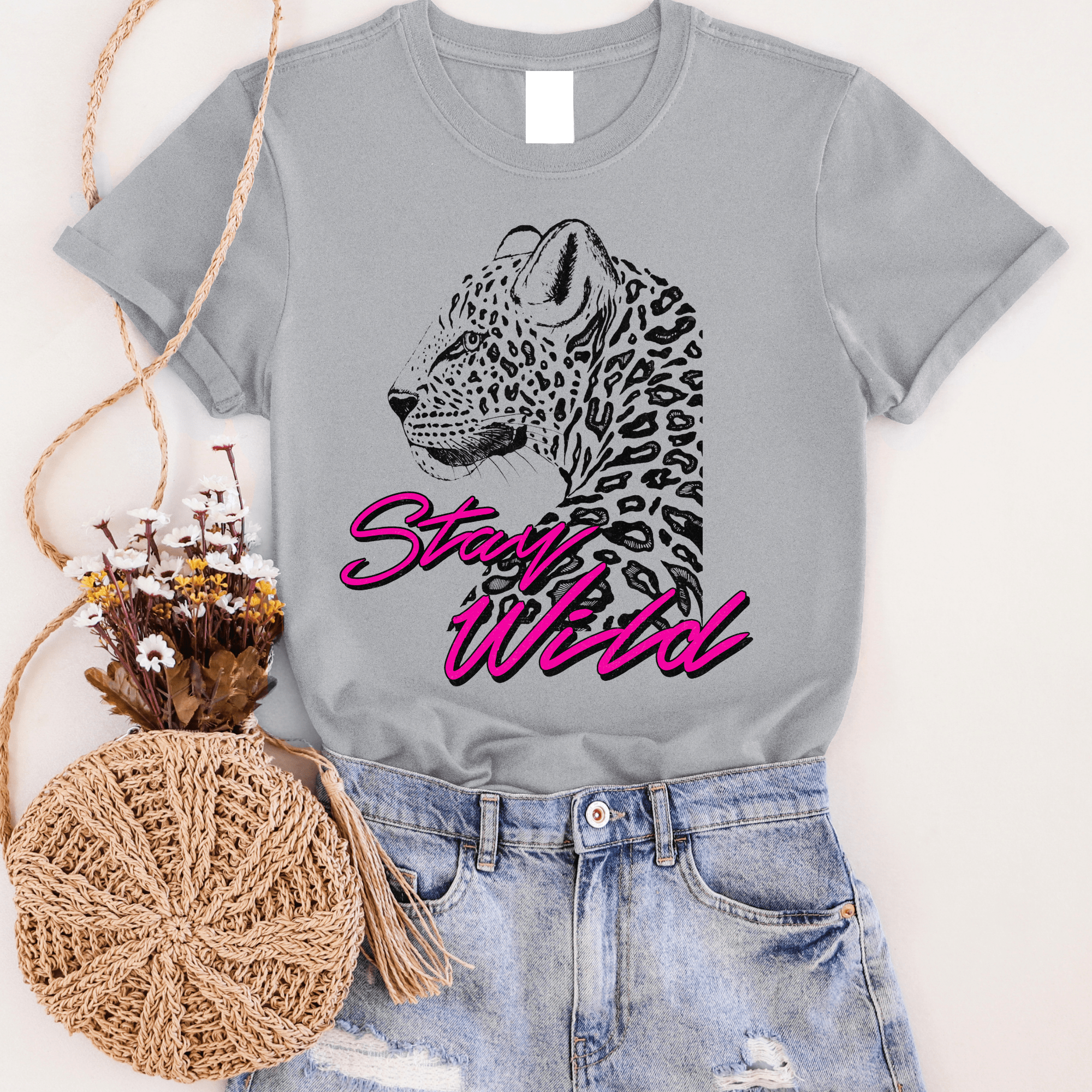 Women - Apparel - Shirts - T-Shirts Pink Stay Wild Graphic Tee