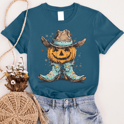 Women - Apparel - Shirts - T-Shirts Pumpkin Cowboy Graphic Tee