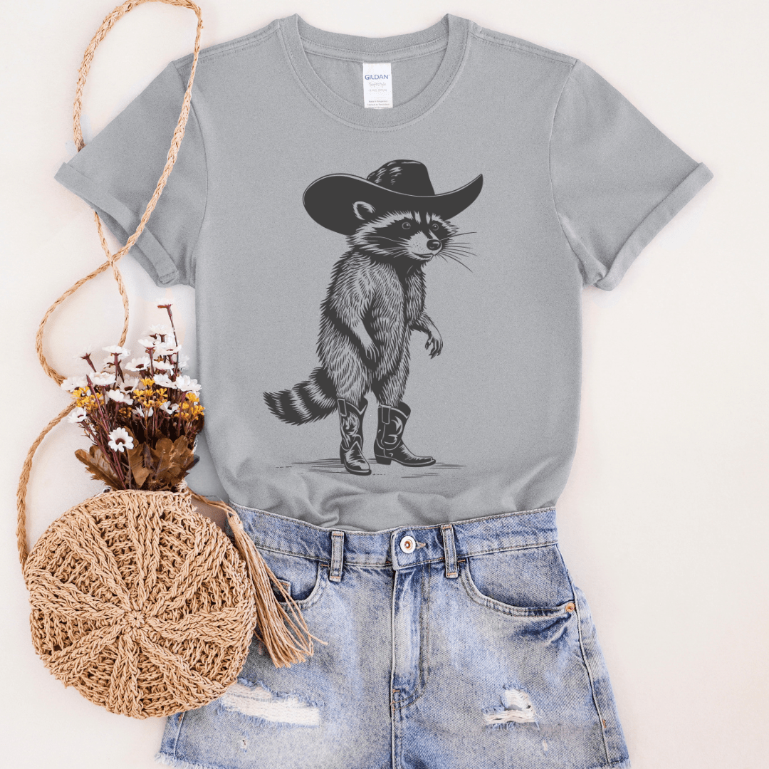 Women - Apparel - Shirts - T-Shirts Raccoon Cowboy Graphic Tee