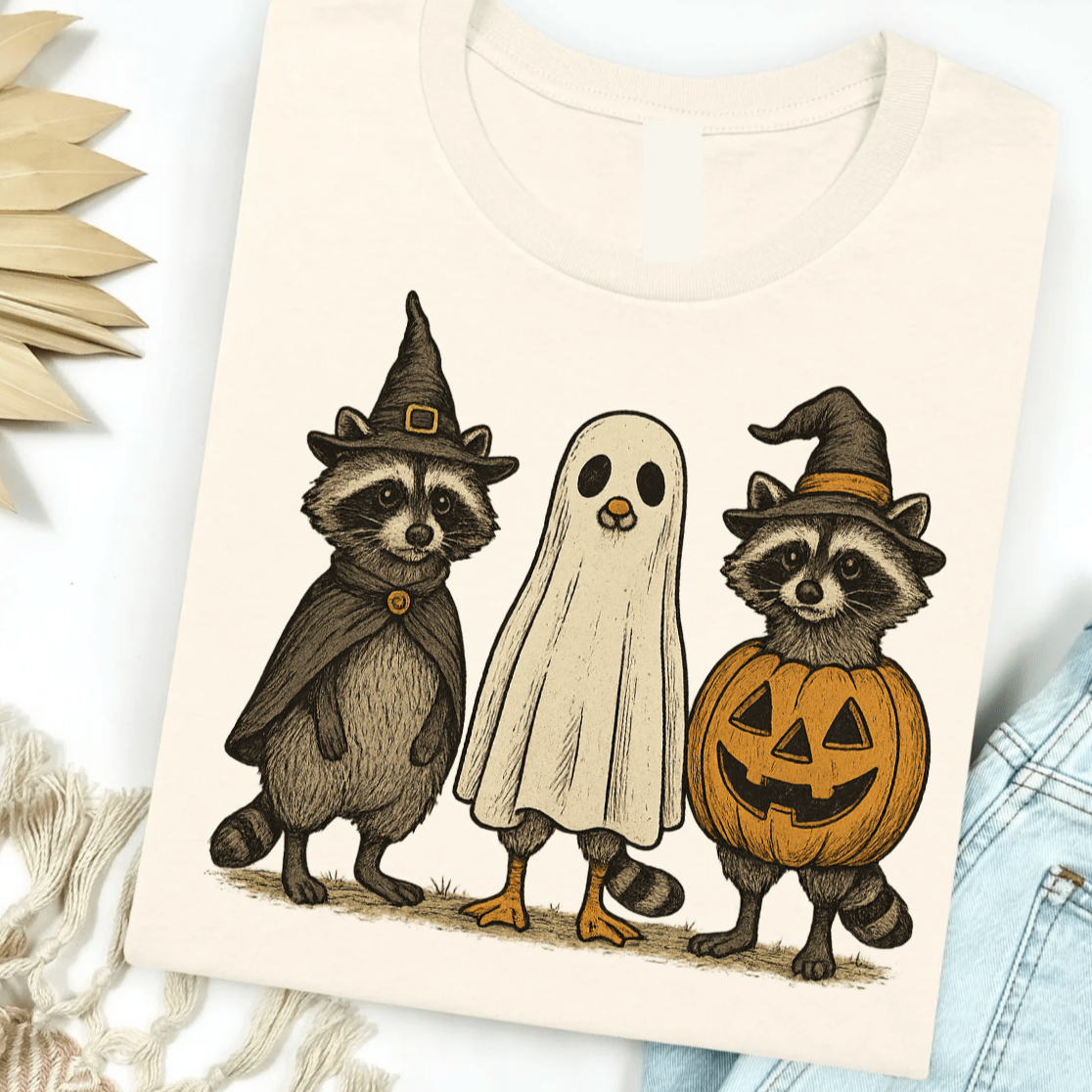 Women - Apparel - Shirts - T-Shirts Racoon Ghost Graphic Tee