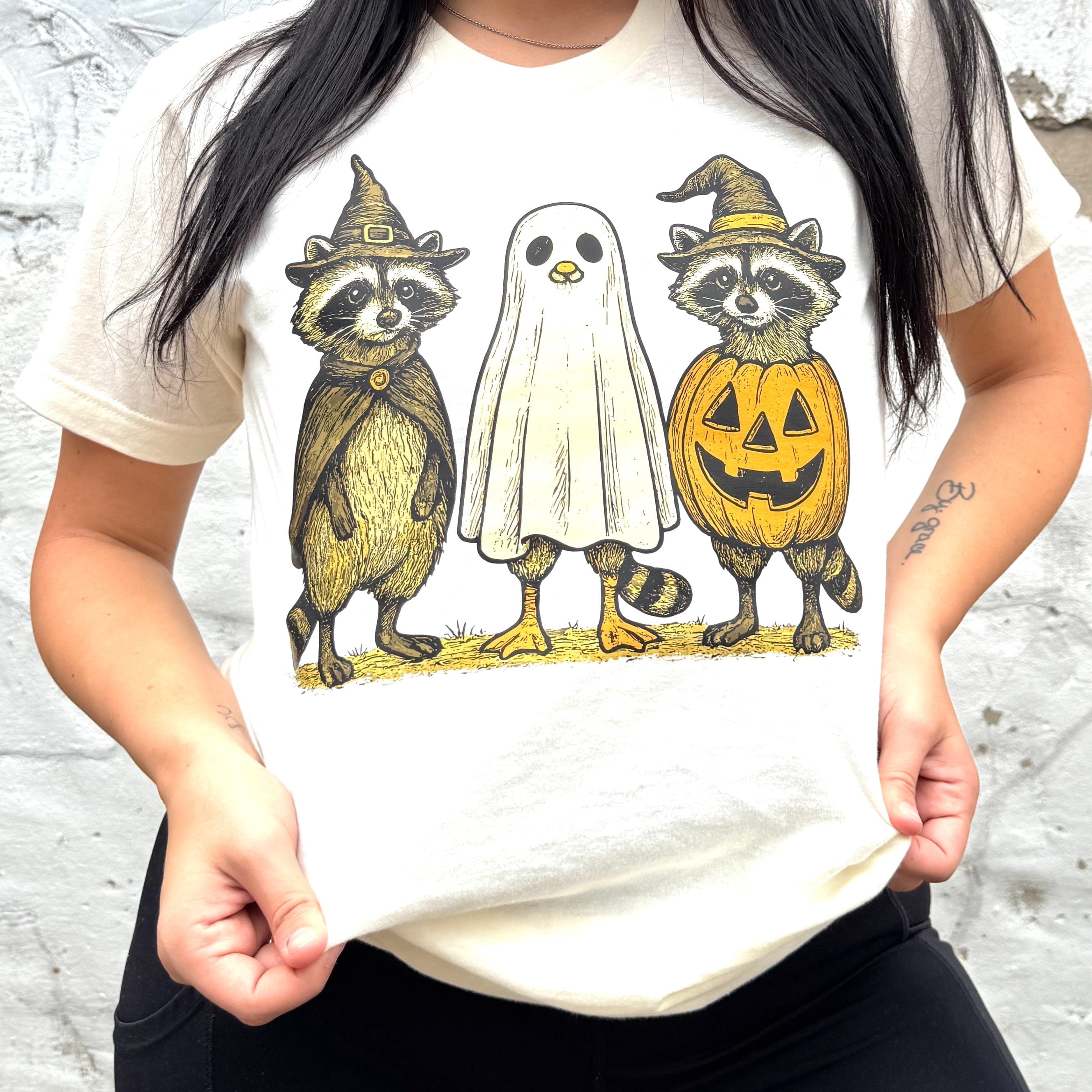 Women - Apparel - Shirts - T-Shirts Racoon Ghost Graphic Tee