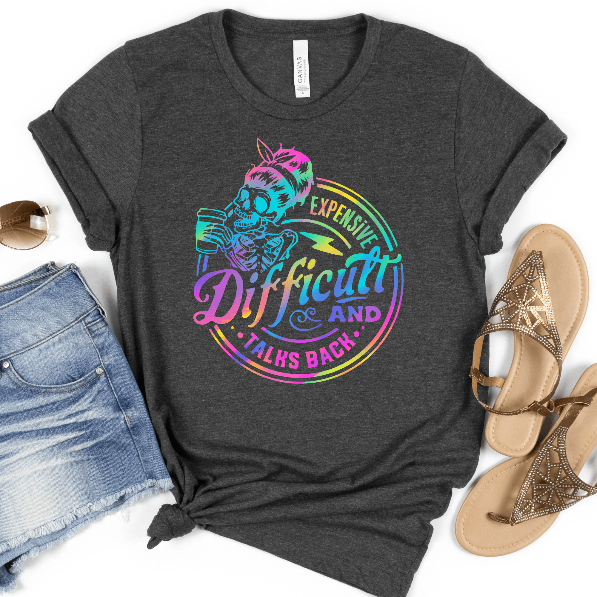 Rainbow Expensive, Difficult, &amp; Talks Back Graphic Tee