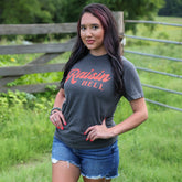 Women - Apparel - Shirts - T-Shirts Raisin’ Hell Retro Red Script Tee Soft Graphic Tee