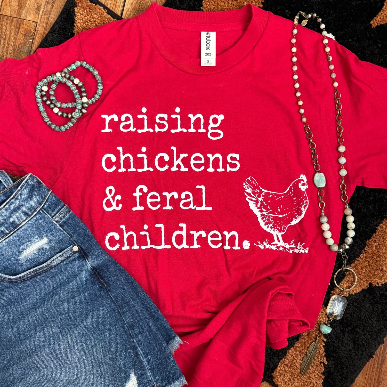 Women - Apparel - Shirts - T-Shirts Raising Chickens &amp; Feral Children Soft Graphic Tee
