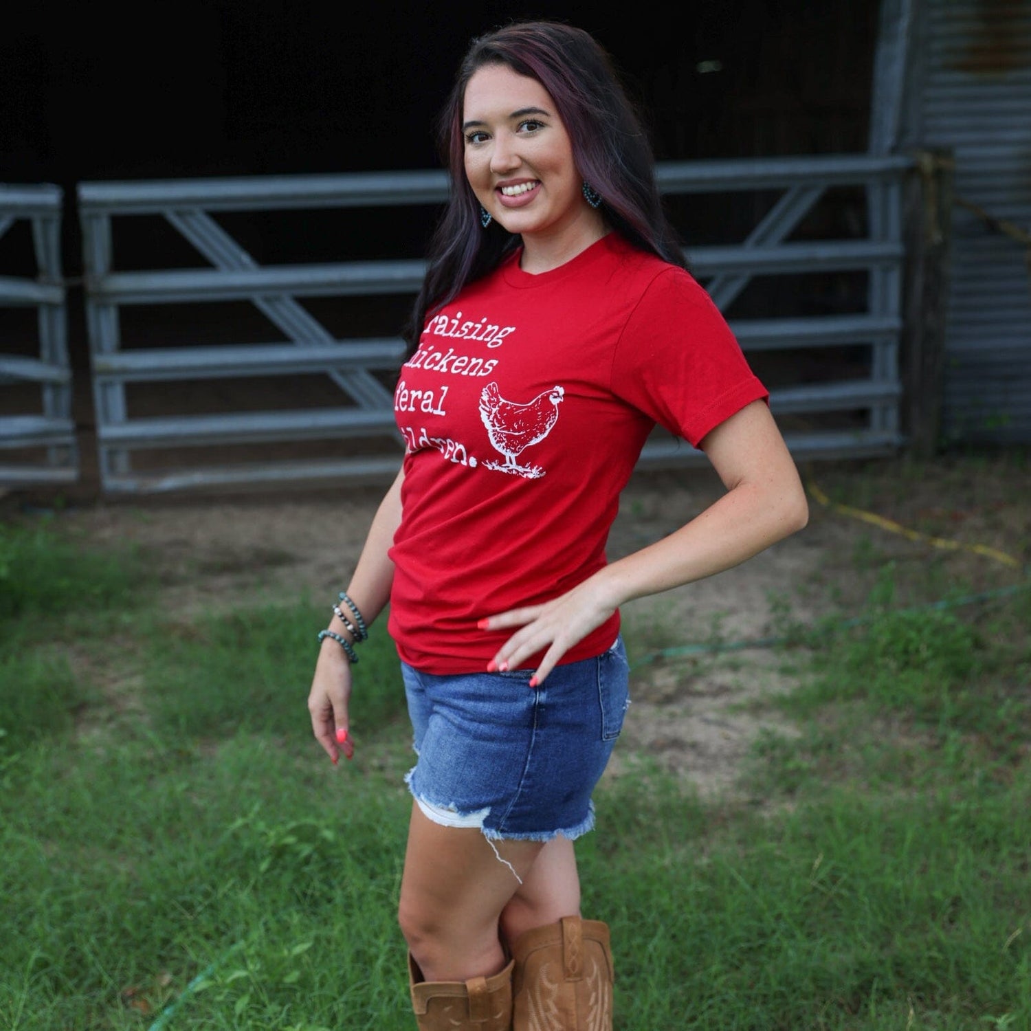 Women - Apparel - Shirts - T-Shirts Raising Chickens &amp; Feral Children Soft Graphic Tee