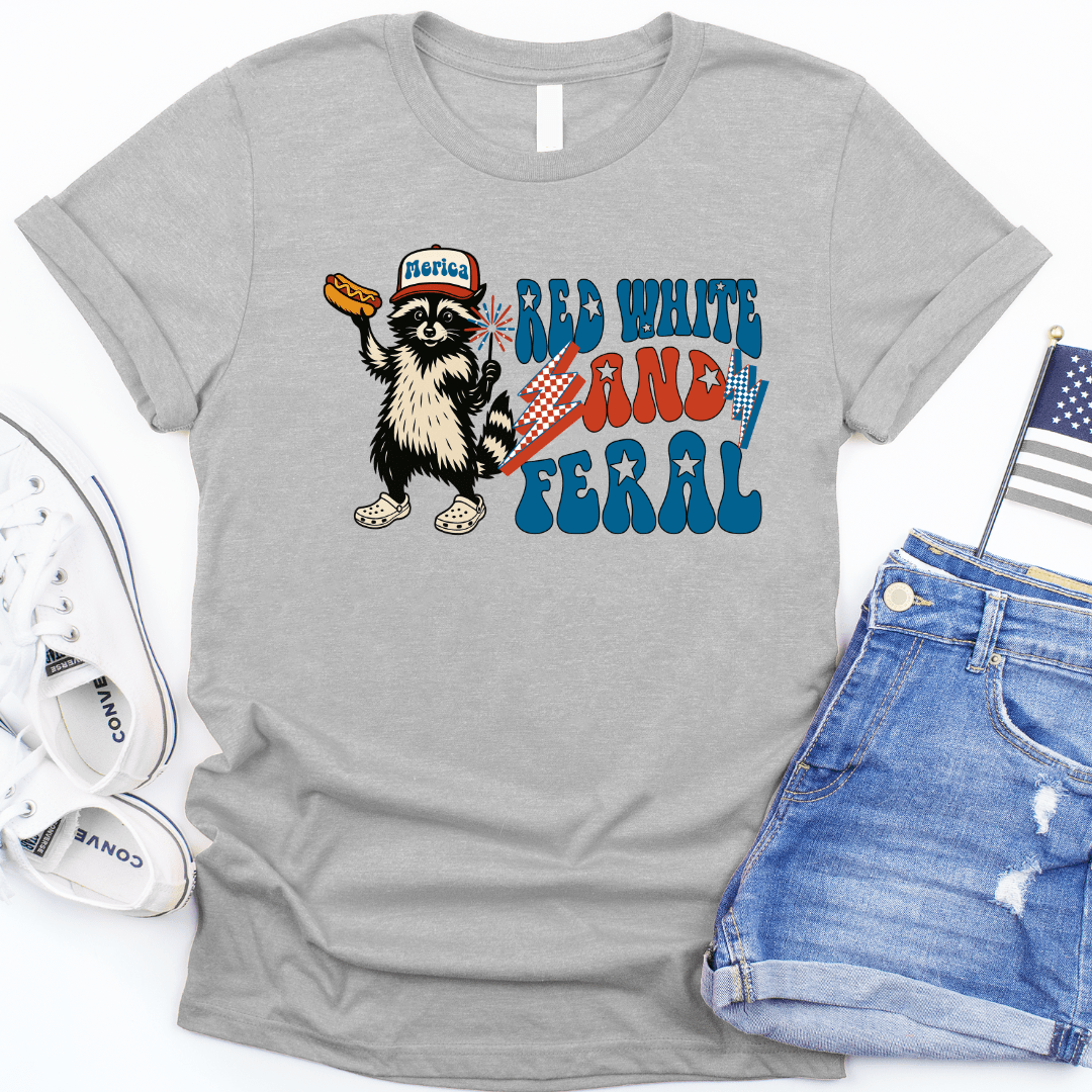 Women - Apparel - Shirts - T-Shirts Red White and Feral Graphic Tee