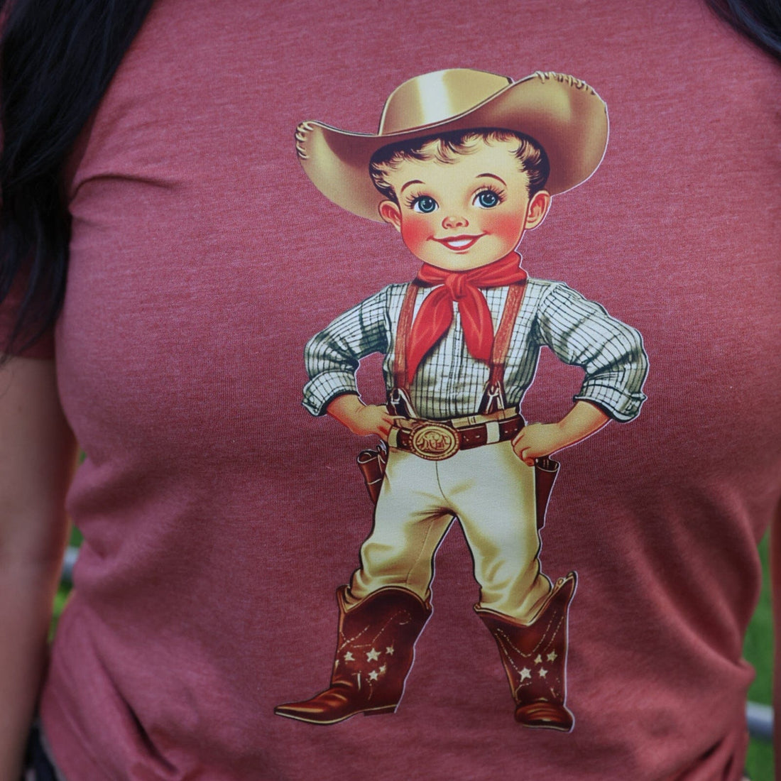 Women - Apparel - Shirts - T-Shirts Retro Cowboy Kid Soft Graphic Tee
