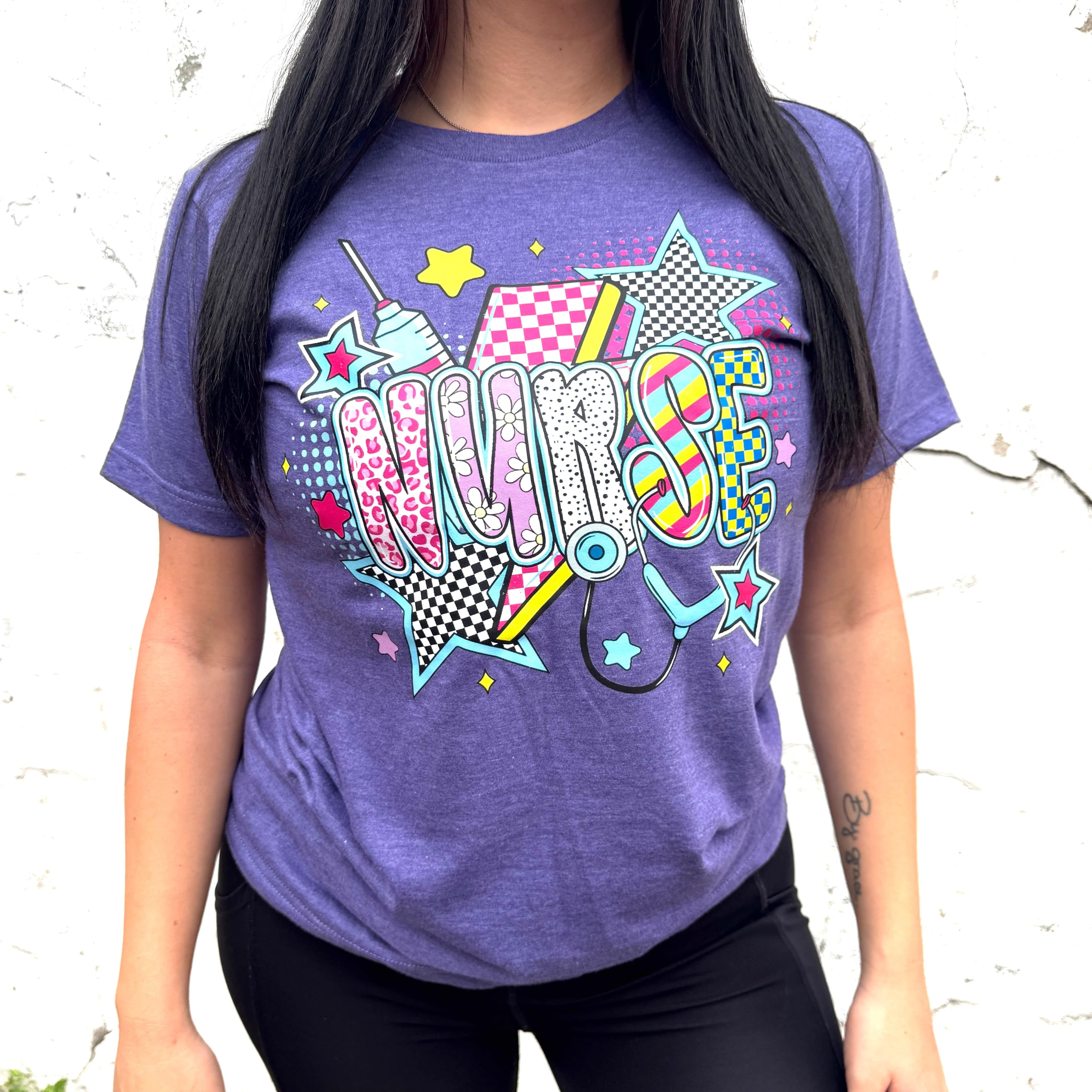 Women - Apparel - Shirts - T-Shirts Retro Nurse Graphic Tee