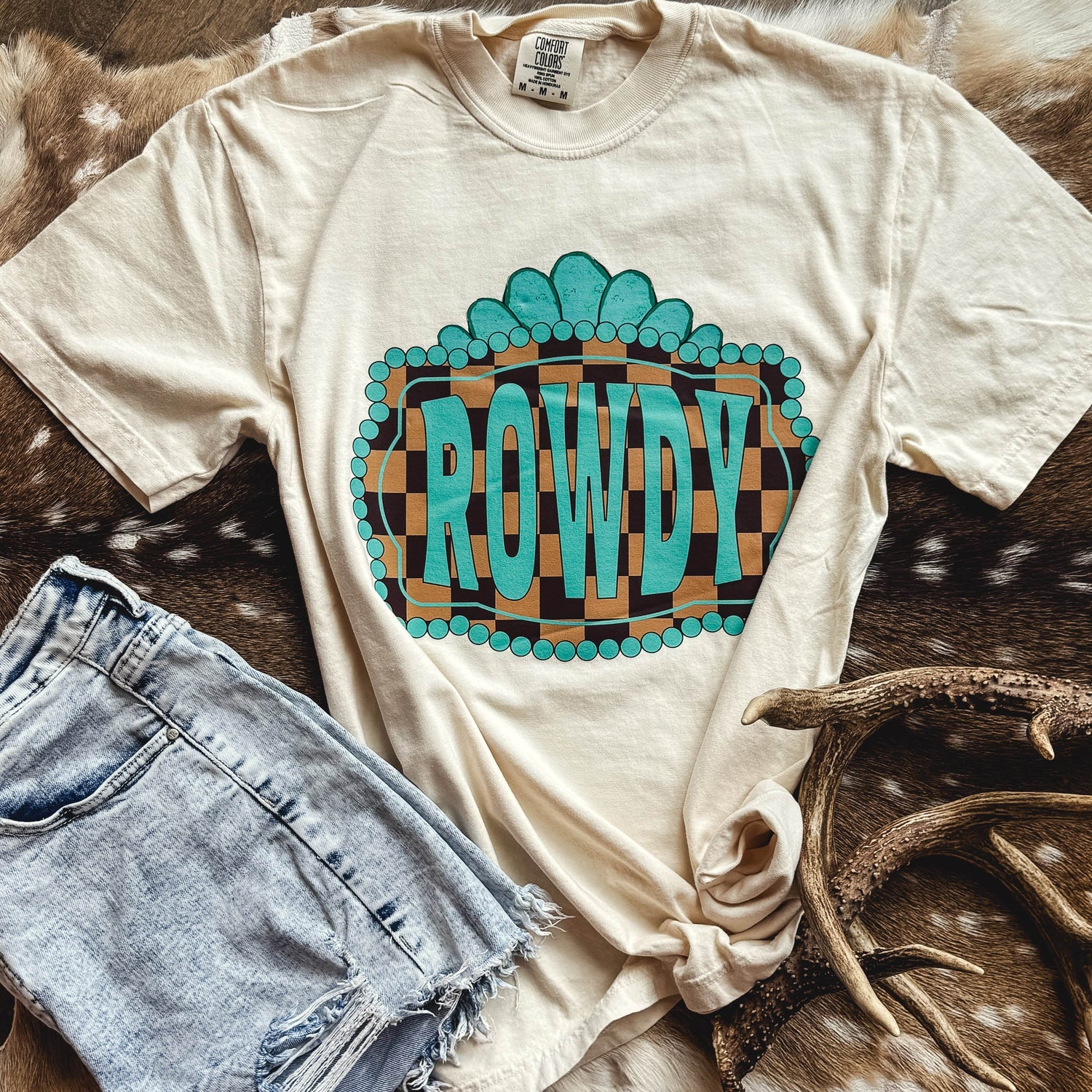 Women - Apparel - Shirts - T-Shirts Rowdy Western Check Graphic Tee