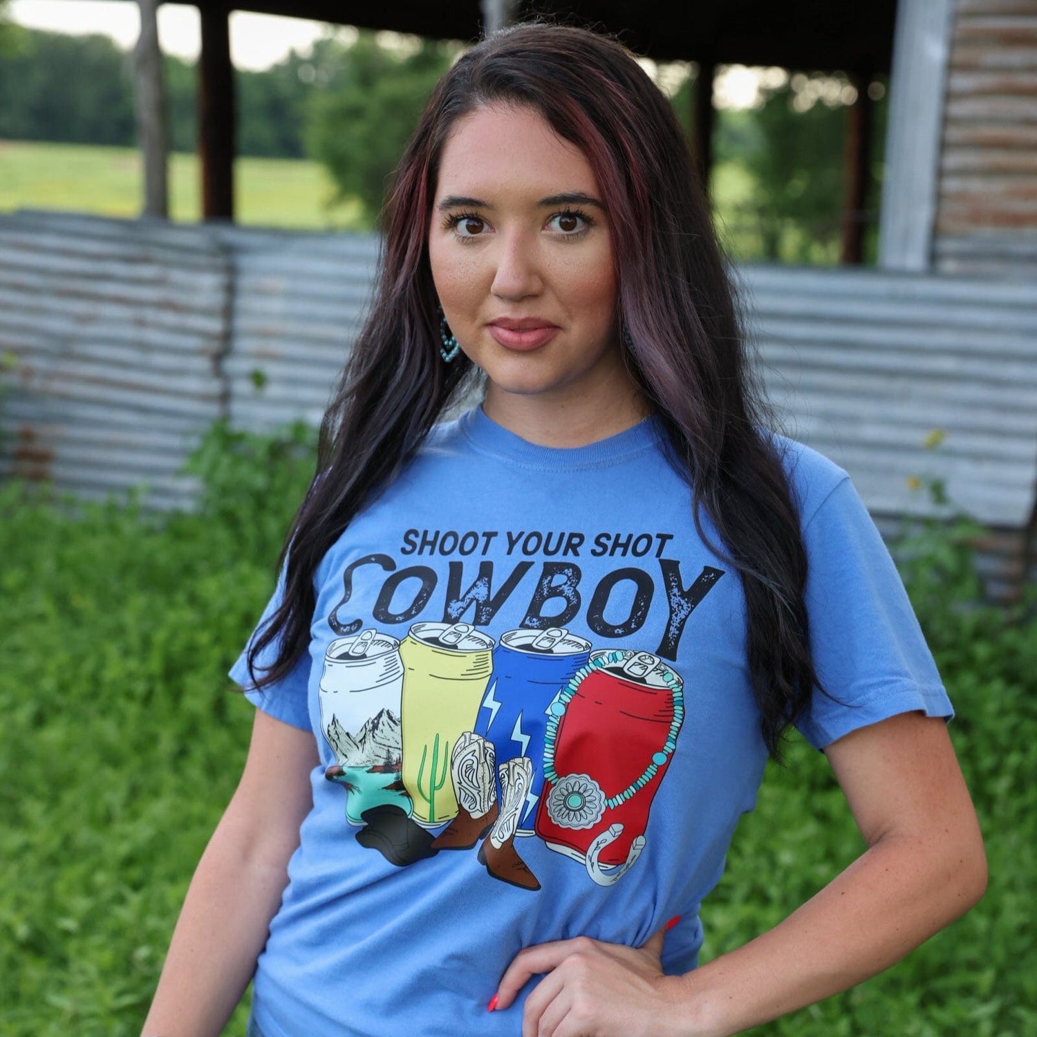 Women - Apparel - Shirts - T-Shirts Shoot Your Shot Cowboy Soft Graphic Tee