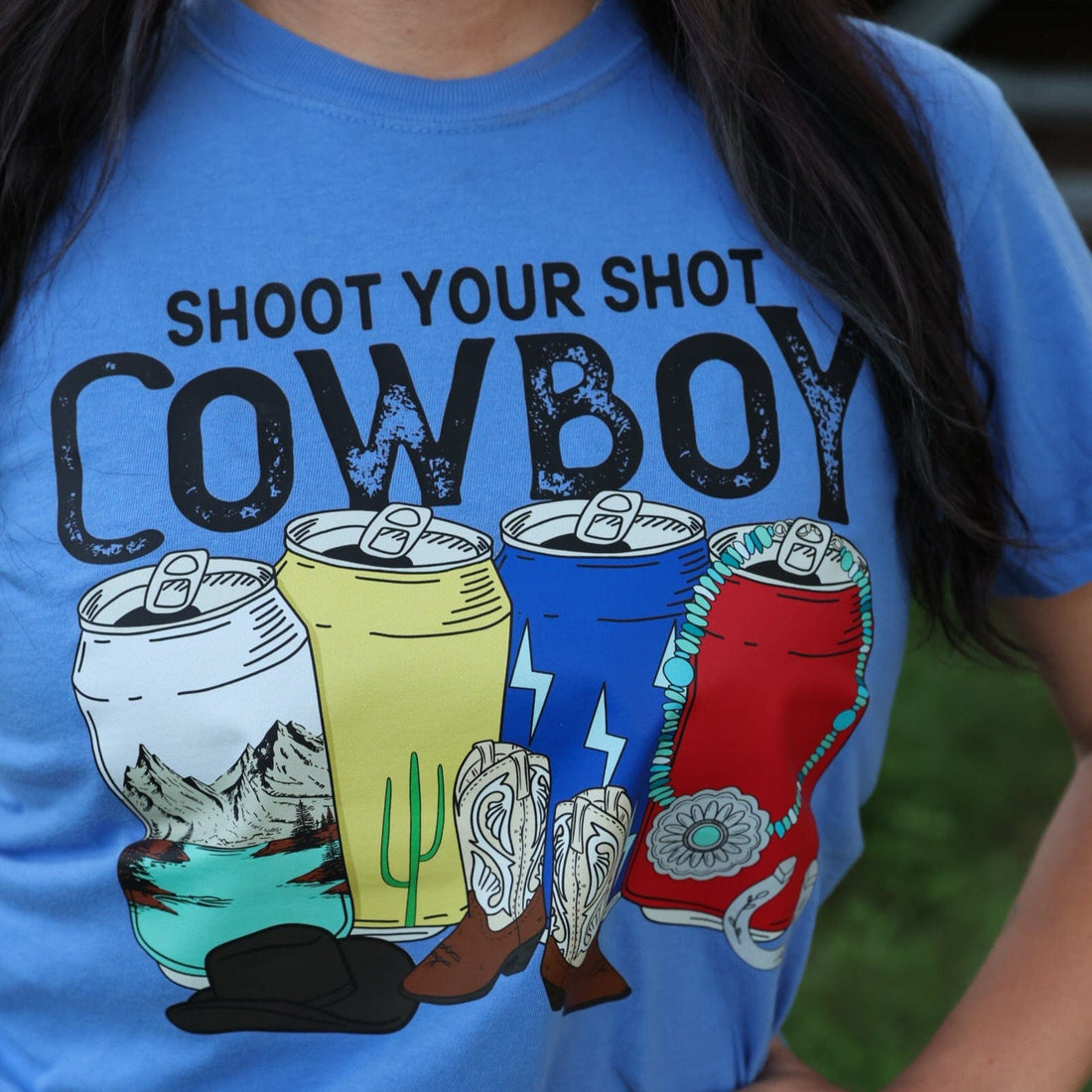 Women - Apparel - Shirts - T-Shirts Shoot Your Shot Cowboy Soft Graphic Tee