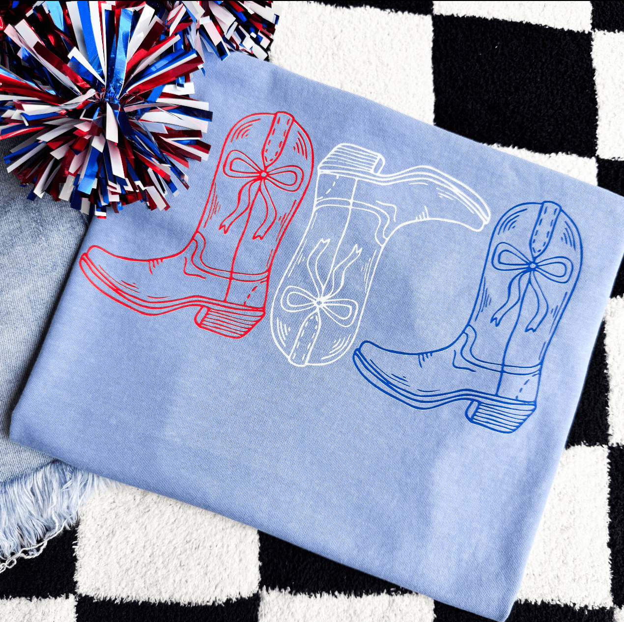 Women - Apparel - Shirts - T-Shirts Simple Patriotic Boots Graphic Tee