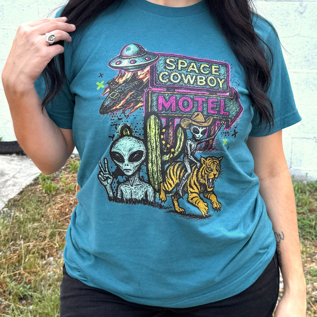 Women - Apparel - Shirts - T-Shirts Space Cowboy Motel Graphic Tee
