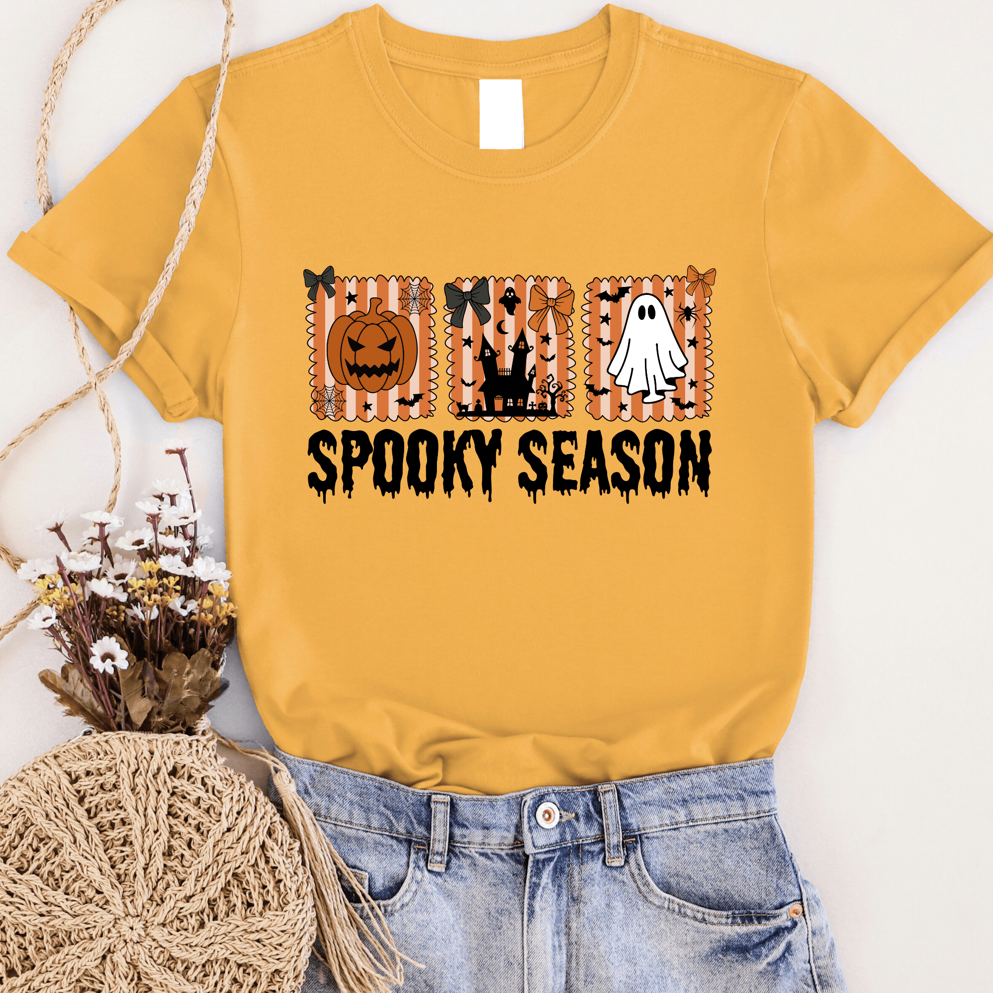 Women - Apparel - Shirts - T-Shirts Spooky Season Squares Graphic Tee