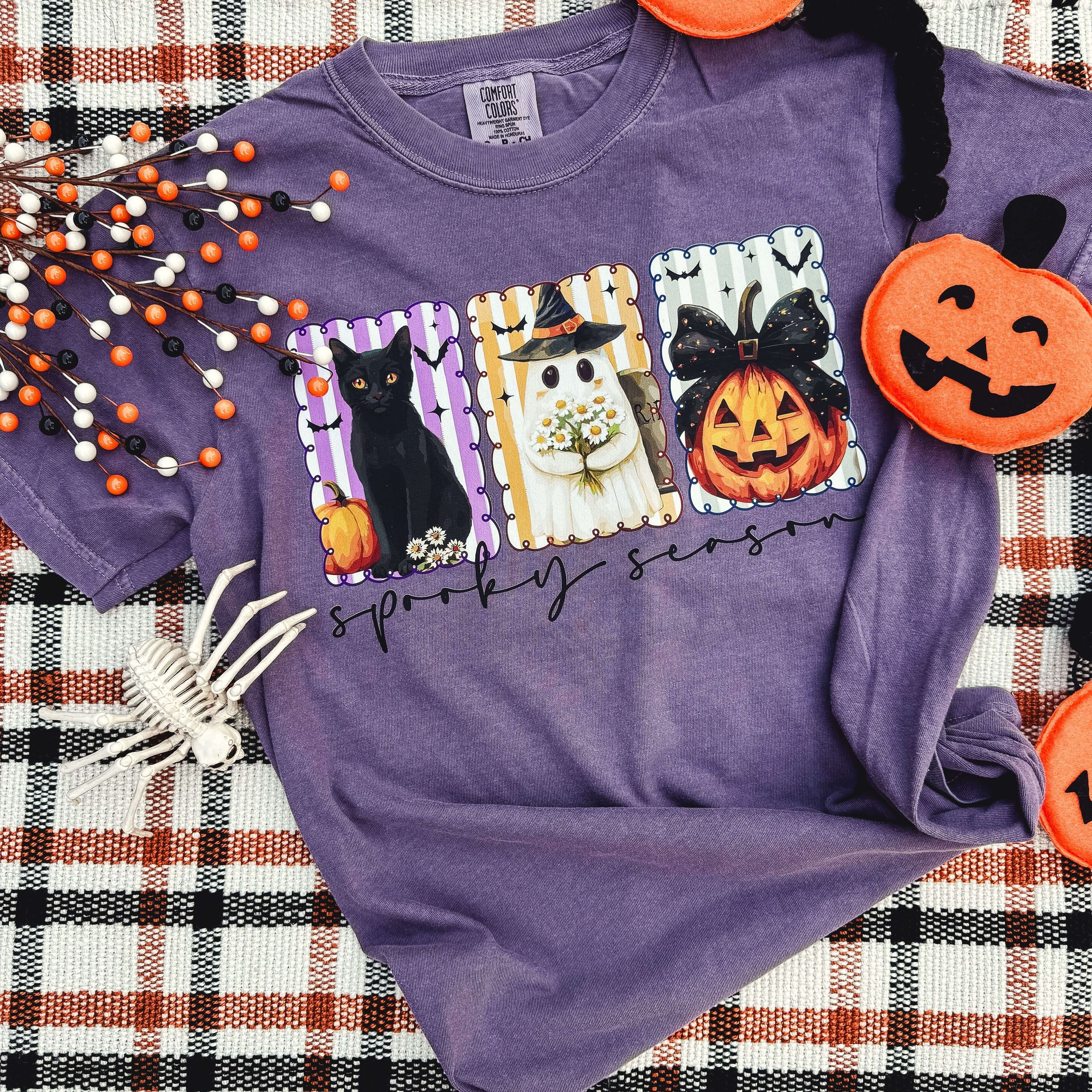Women - Apparel - Shirts - T-Shirts Spooky Season Stripes Soft Graphic Tee