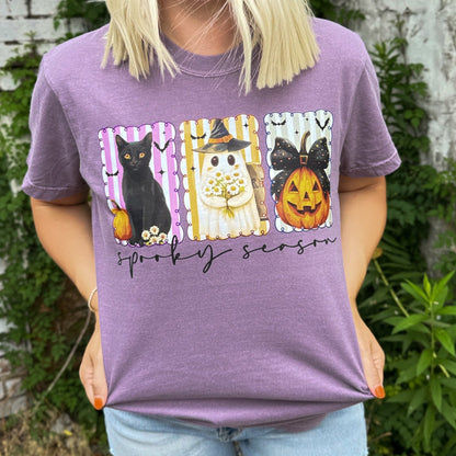 Women - Apparel - Shirts - T-Shirts Spooky Season Stripes Soft Graphic Tee