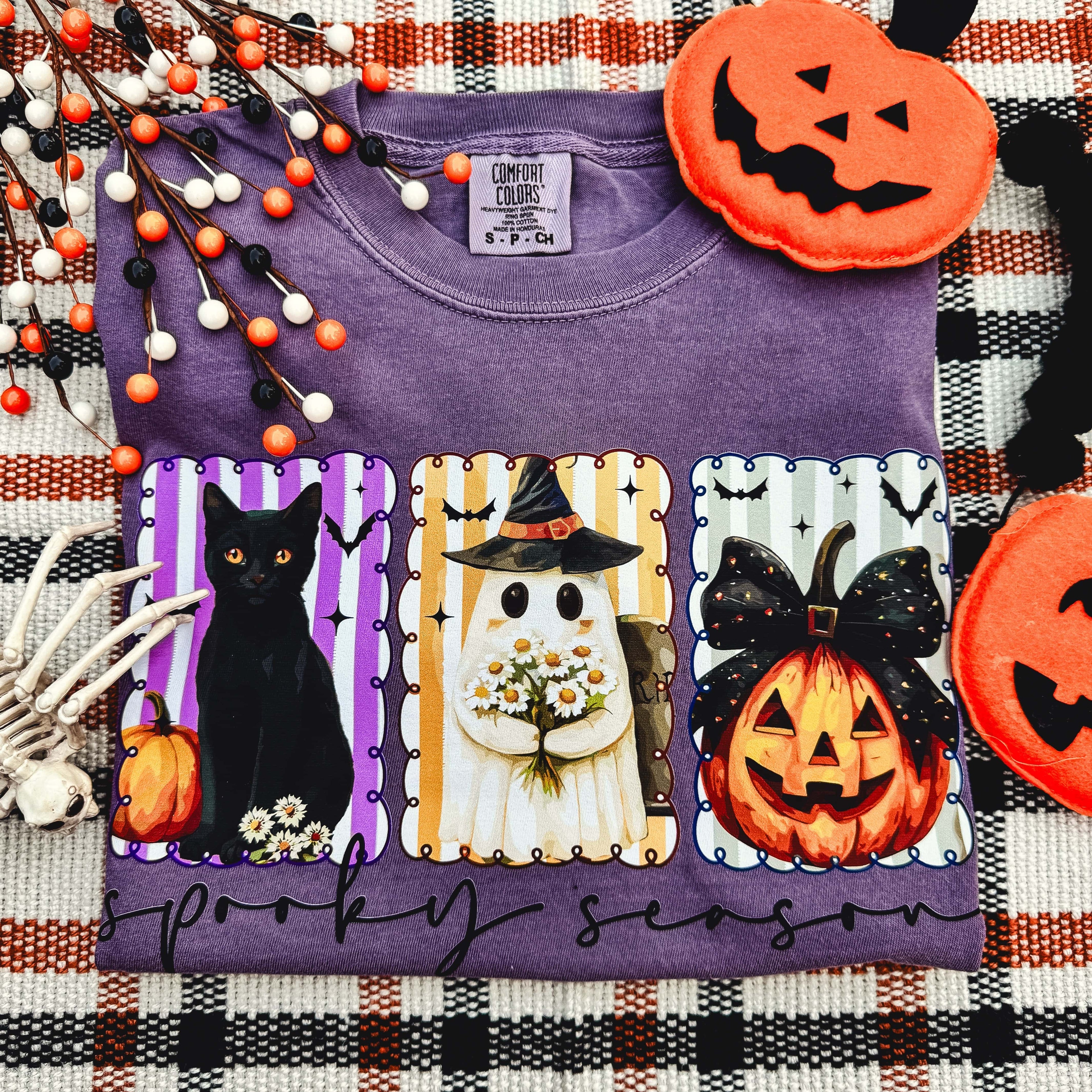 Women - Apparel - Shirts - T-Shirts Spooky Season Stripes Soft Graphic Tee