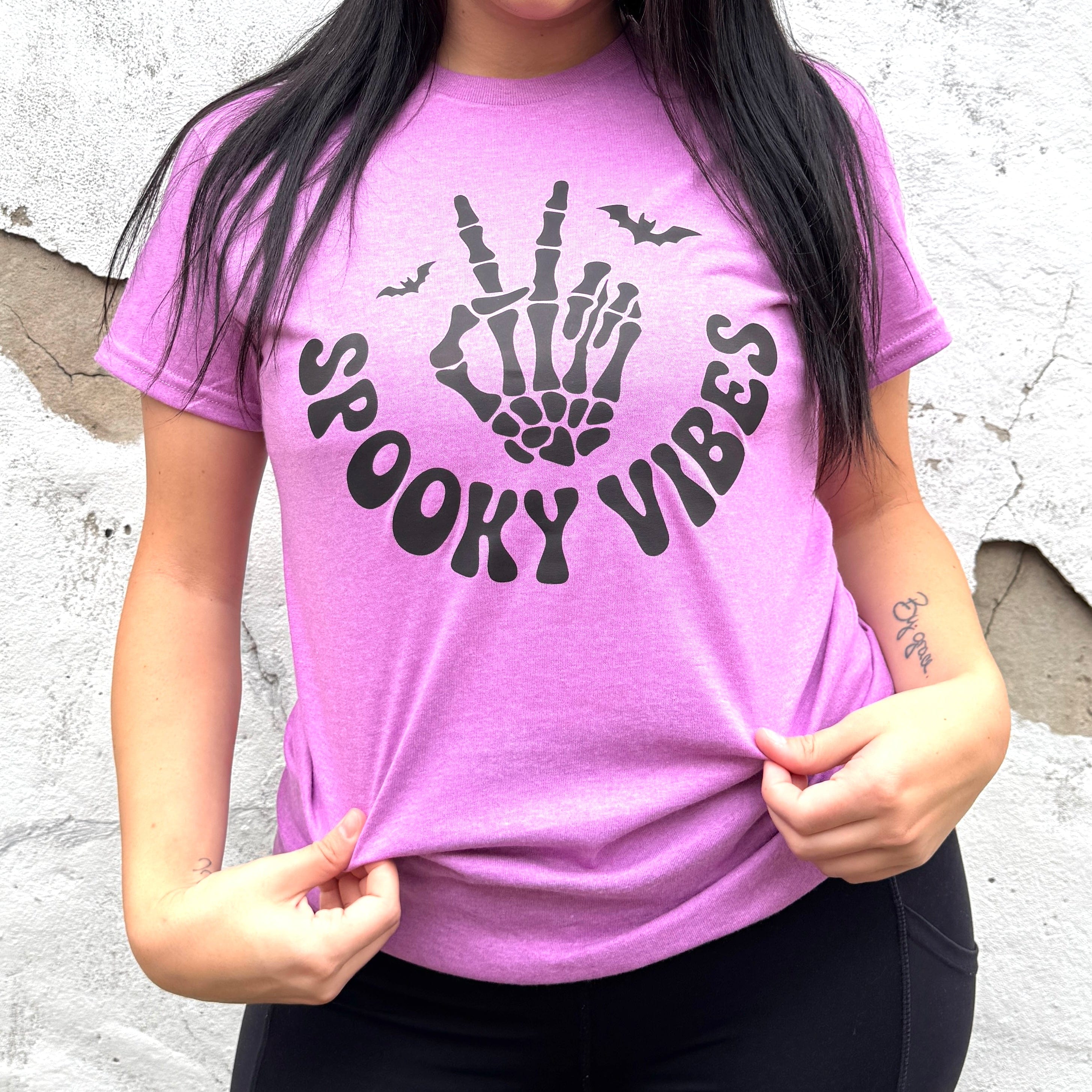 Women - Apparel - Shirts - T-Shirts Spooky Vibes Peace Graphic Tee