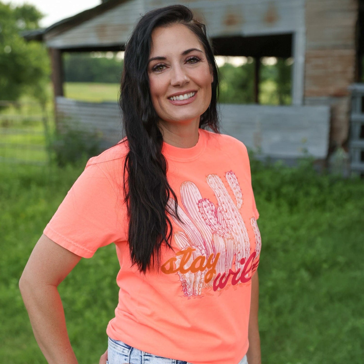 Women - Apparel - Shirts - T-Shirts Stay Wild Cactus Neon Soft Graphic Tee