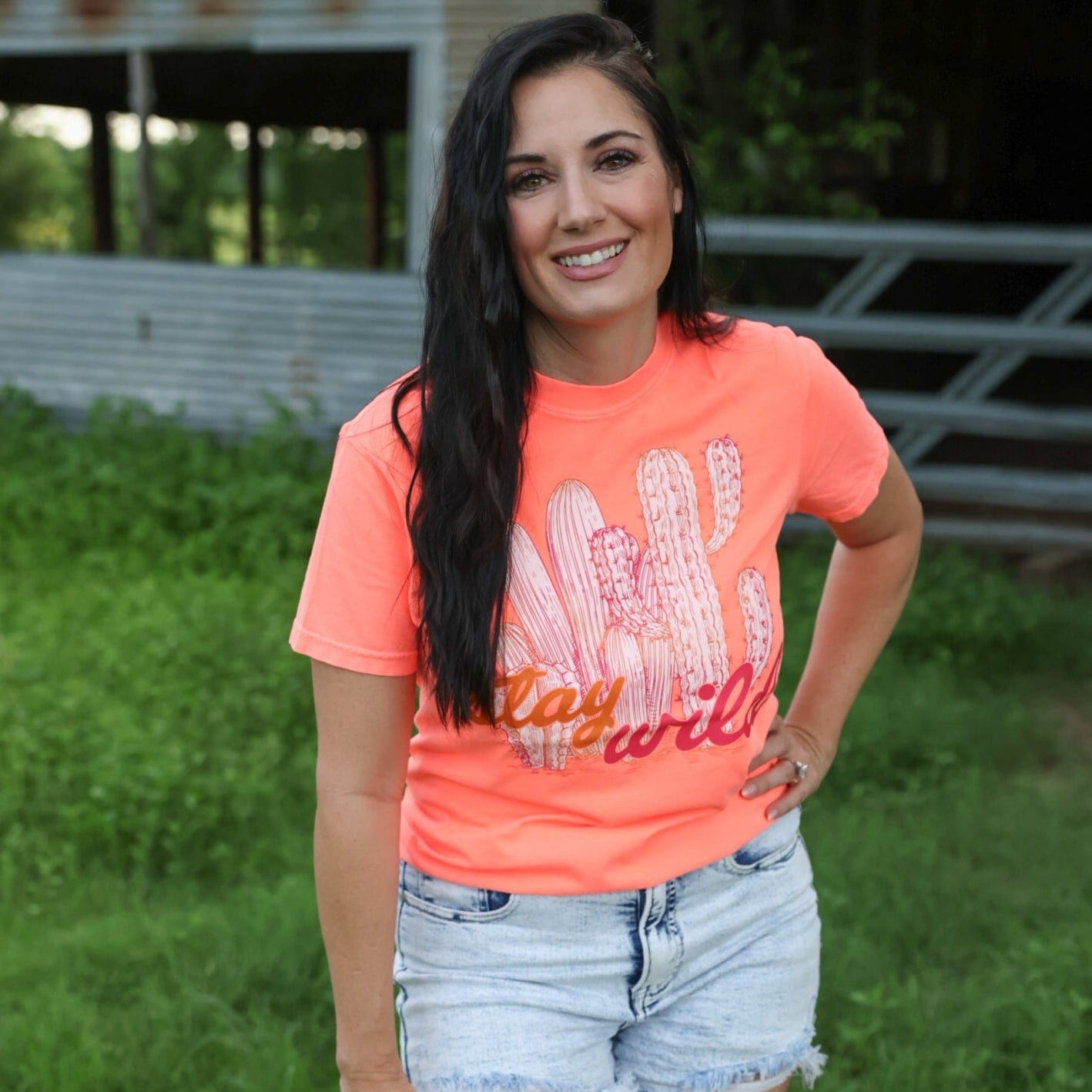 Women - Apparel - Shirts - T-Shirts Stay Wild Cactus Neon Soft Graphic Tee