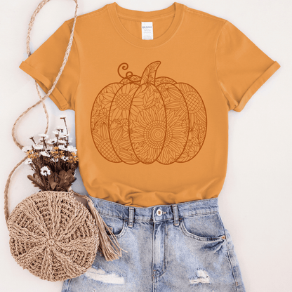 Women - Apparel - Shirts - T-Shirts Sunflower Pumpkin Cutout Graphic Tee