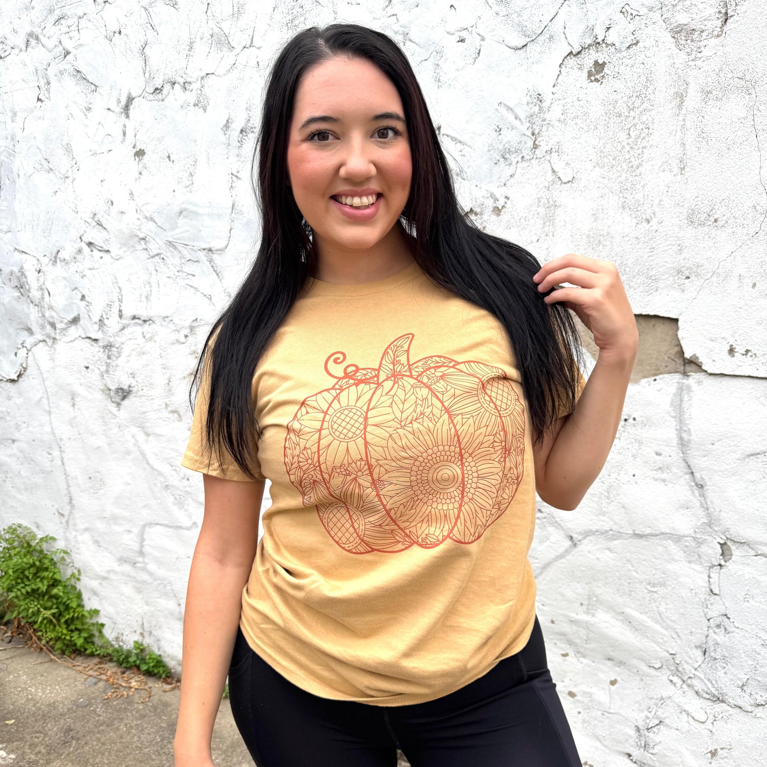 Women - Apparel - Shirts - T-Shirts Sunflower Pumpkin Cutout Graphic Tee