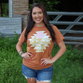 Women - Apparel - Shirts - T-Shirts Sunset Aztec Desert Scene Soft Graphic Tee