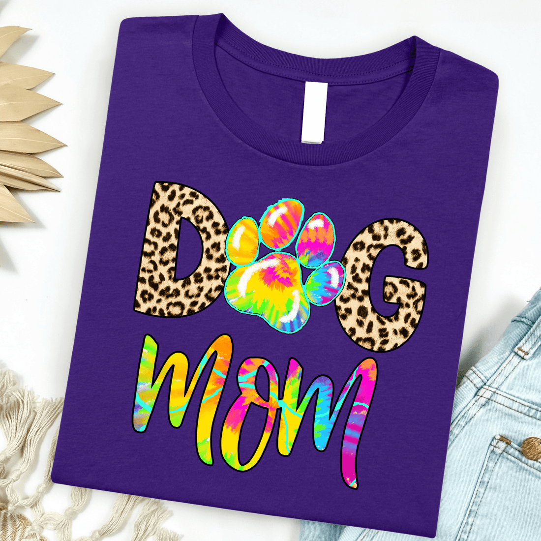 Women - Apparel - Shirts - T-Shirts Tie Dye Dog Mom Graphic Tee