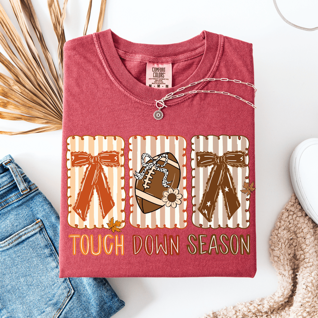 Women - Apparel - Shirts - T-Shirts Touch Down Season Bows Graphic Tee