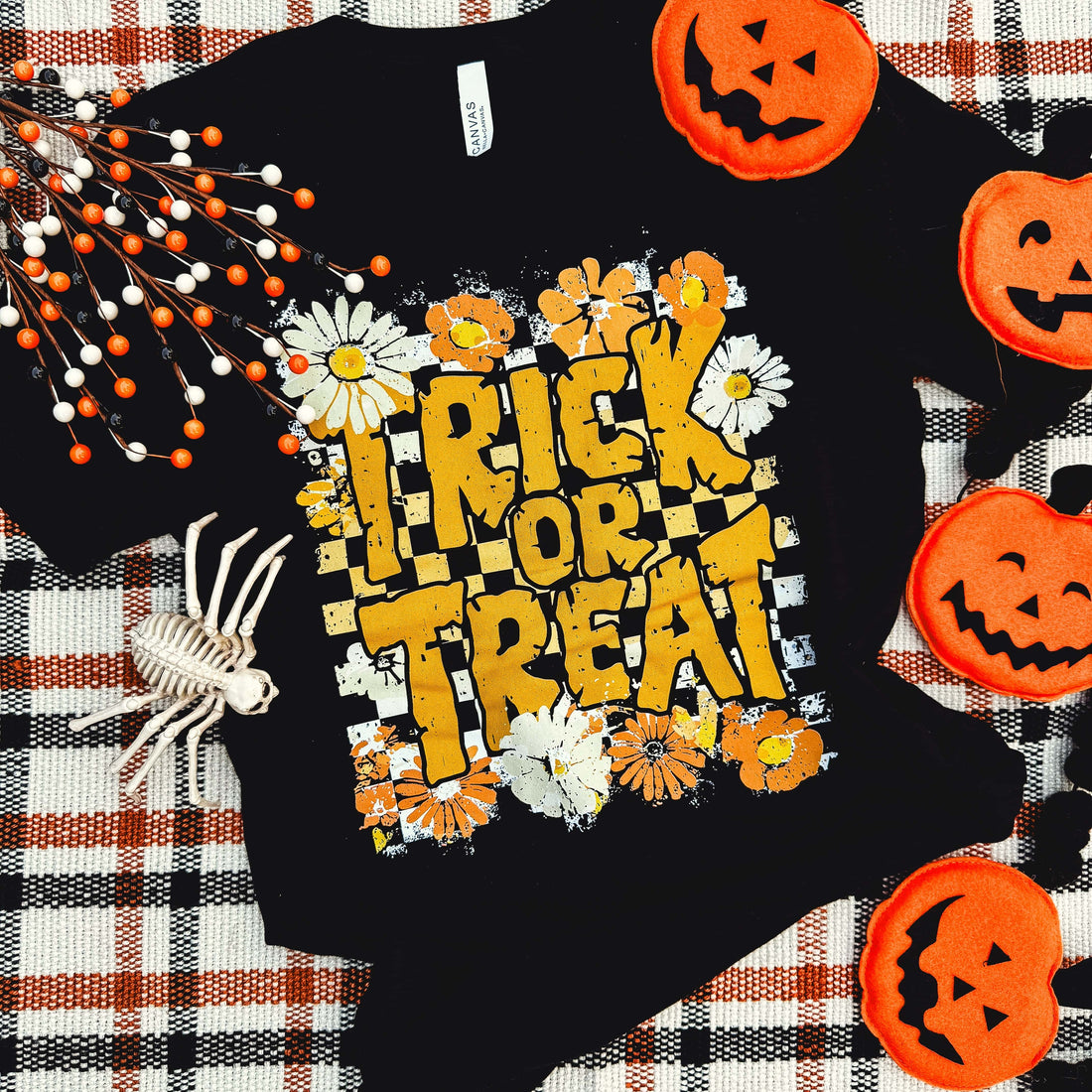 Women - Apparel - Shirts - T-Shirts Trick Or Treat Checker Soft Graphic Tee