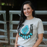 Women - Apparel - Shirts - T-Shirts Turquoise Aztec Horseshoe Soft Graphic Tee