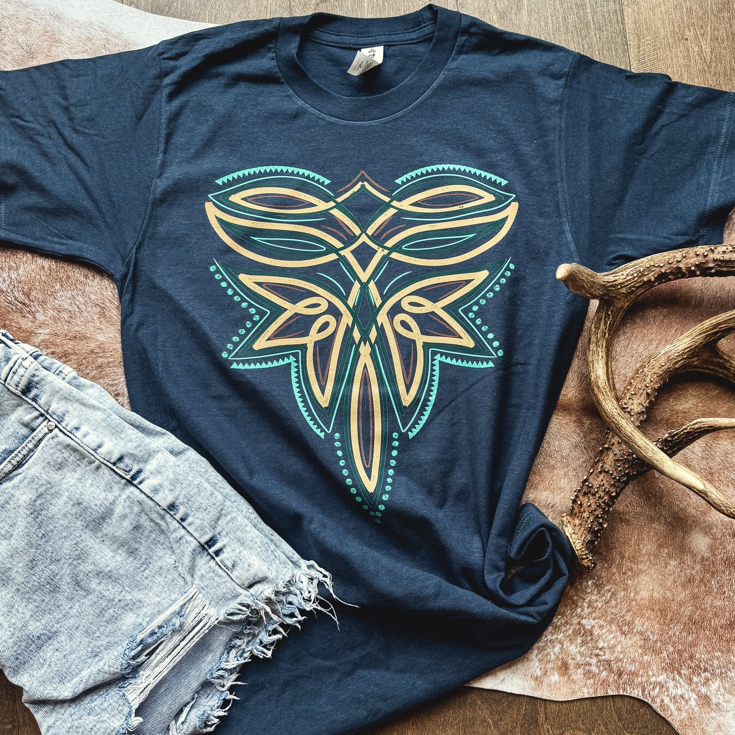 Women - Apparel - Shirts - T-Shirts Turquoise + Leather Boot Stitch Graphic Tee