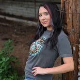 Women - Apparel - Shirts - T-Shirts Turquoise Thunderbird Aztec Leopard Soft Graphic Tee