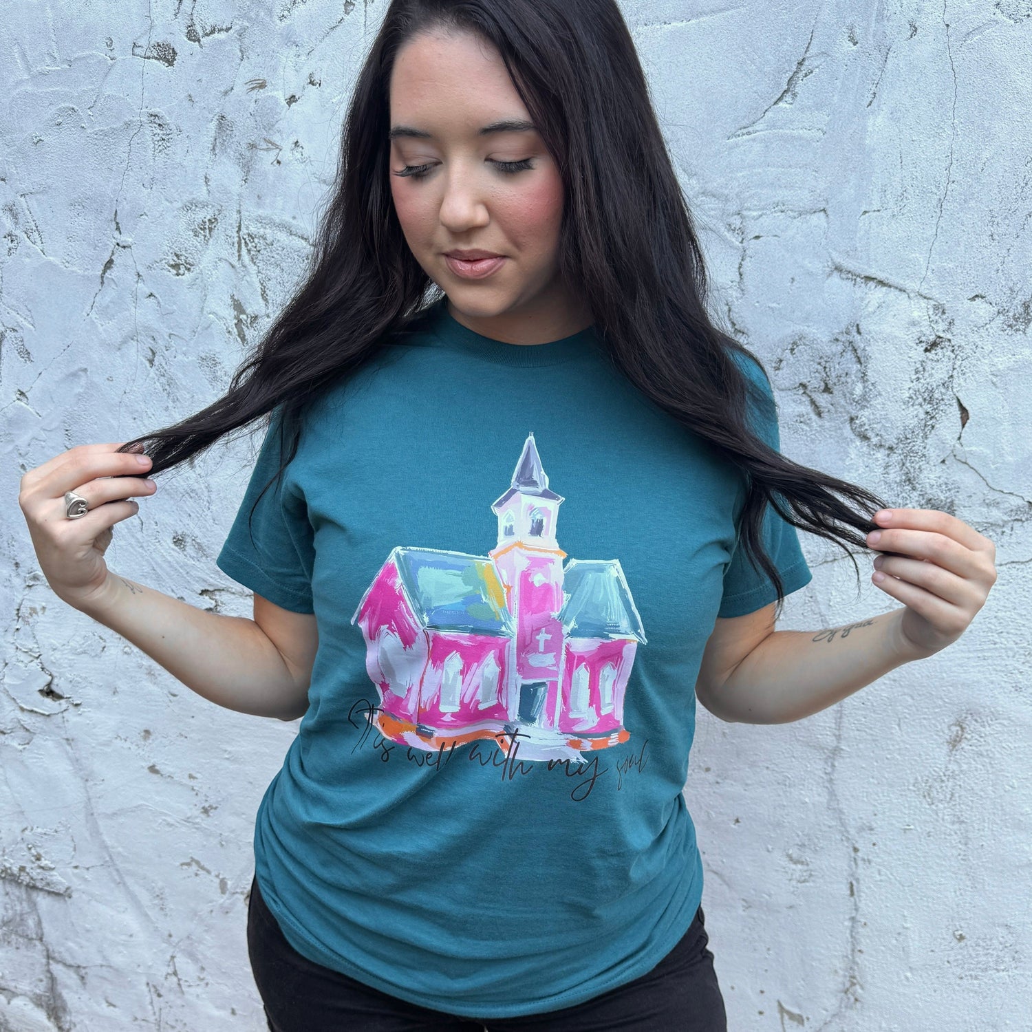 Women - Apparel - Shirts - T-Shirts Watercolor It Is Well Graphic Tee