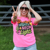 Women - Apparel - Shirts - T-Shirts Western Night & Neon Lights Graphic Tee