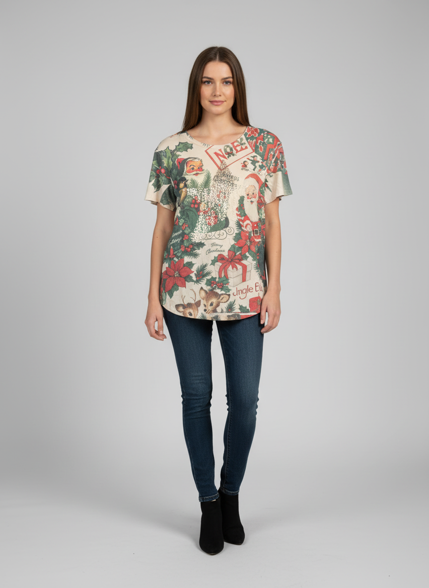Sequin Star &amp; Santa Tee