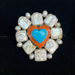 Turquoise Heart Pearl Silver Bracelet
