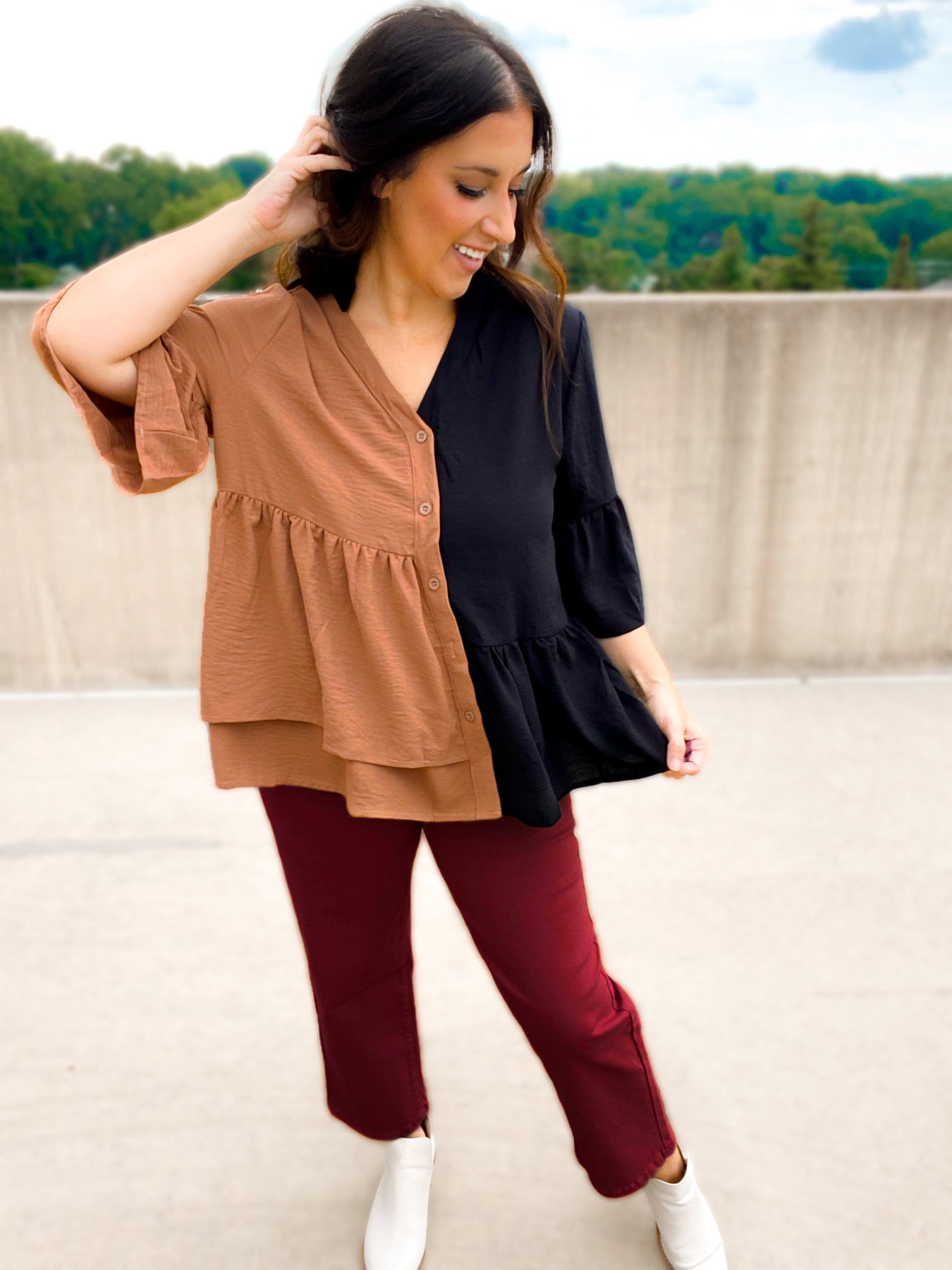 Addison Asymmetrical Babydoll Blouse