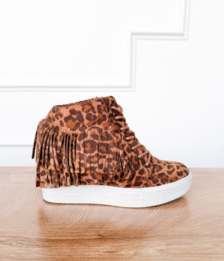 Nick Fringe Sneaker Wedge in Leopard