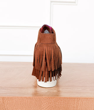 Nick Fringe Sneaker Wedge in Brown