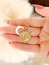 PRE - ORDER 3 Charm Zodiac & Moon Cubic Zirconia Pendant Necklace - Girl Code Couture