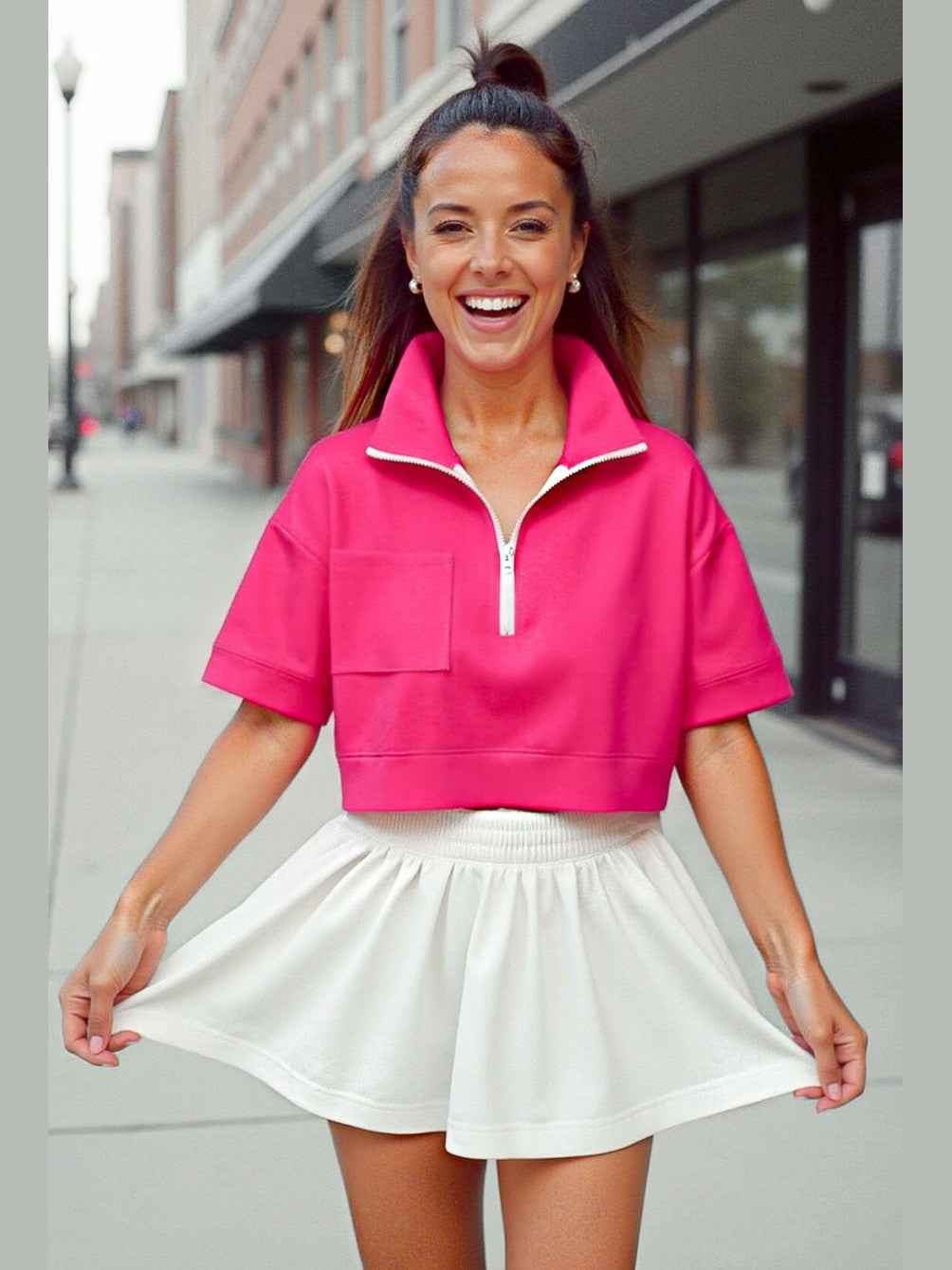 PRE - ORDER Lightweight Half Zip &amp; Midi Short Sleeve Top - 5/27 - Girl Code Couture
